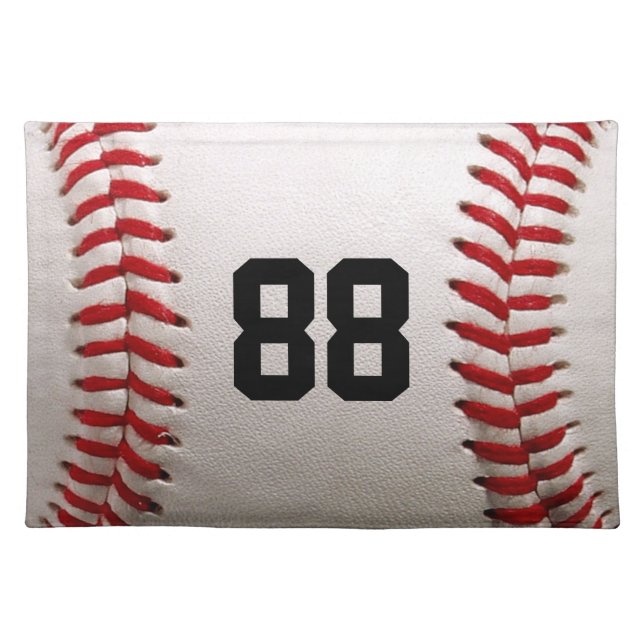 Custom Jersey Number Baseball Player Design Cloth Placemat (Front)