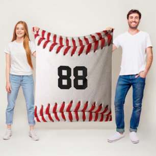 Custom Jersey Number Baseball Player Design Fleece Blanket