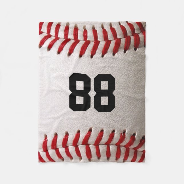 Custom Jersey Number Baseball Player Design Fleece Blanket (Front)