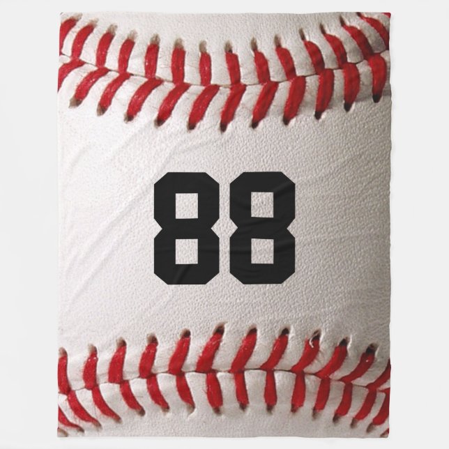 Custom Jersey Number Baseball Player Design Fleece Blanket (Front)