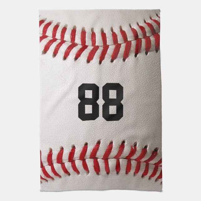Custom Jersey Number Baseball Player Design Kitchen Towel (Vertical)