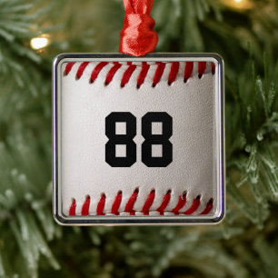 Custom Jersey Number Baseball Player Design Metal Ornament