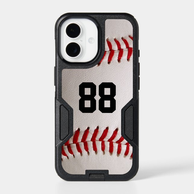 Custom Jersey Number Baseball Player Design Otterbox iPhone Case (Back)