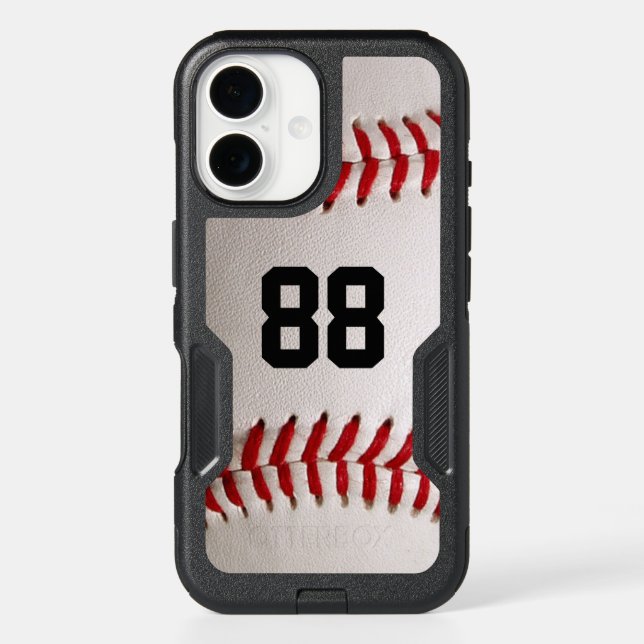 Custom Jersey Number Baseball Player Design Otterbox iPhone Case (Back)