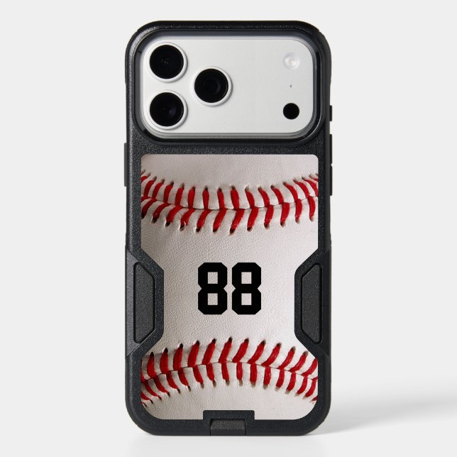 Custom Jersey Number Baseball Player Design Otterbox iPhone Case (Back)