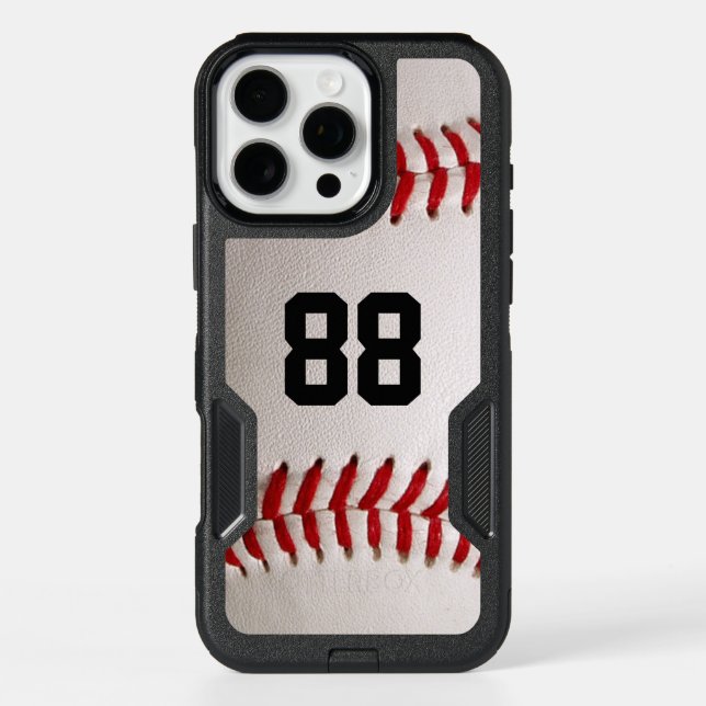Custom Jersey Number Baseball Player Design Otterbox iPhone Case (Back)