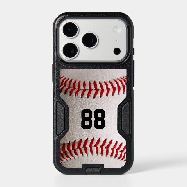 Custom Jersey Number Baseball Player Design Otterbox iPhone Case (Back)
