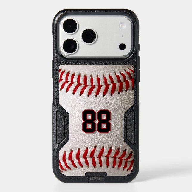 Custom Jersey Number Baseball Player Design Otterbox iPhone Case (Back)