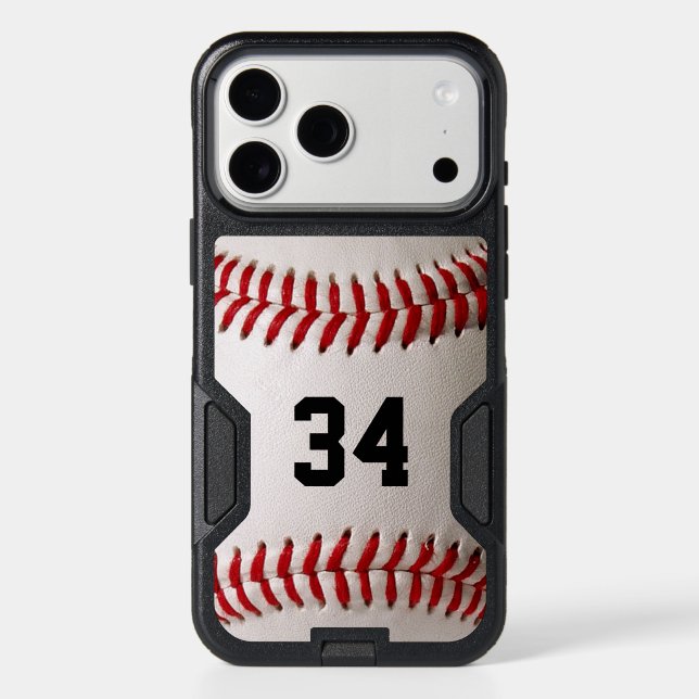 Custom Jersey Number Baseball Player Design Otterbox iPhone Case (Back)