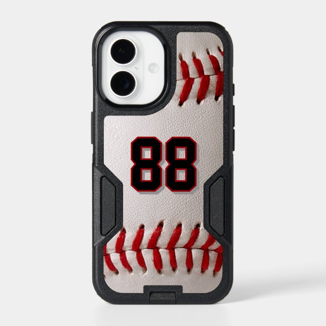 Custom Jersey Number Baseball Player Design Otterbox iPhone Case (Back)