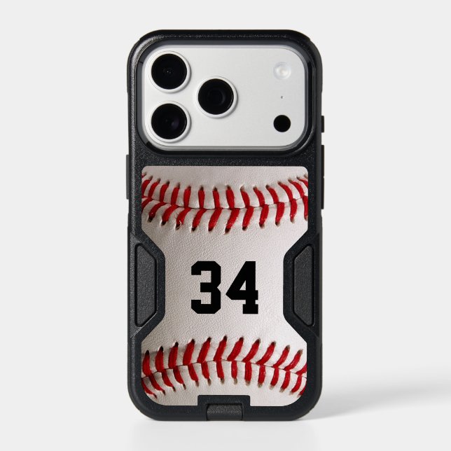 Custom Jersey Number Baseball Player Design Otterbox iPhone Case (Back)