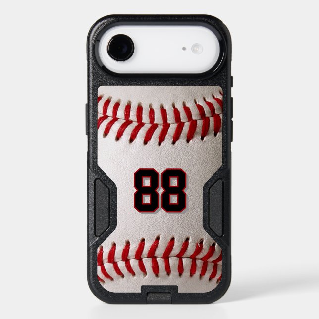 Custom Jersey Number Baseball Player Design Otterbox iPhone Case (Back)