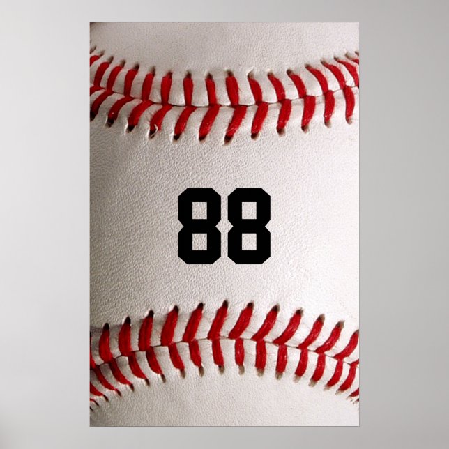 Custom Jersey Number Baseball Player Design Poster (Front)
