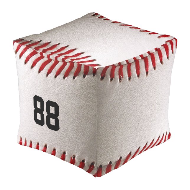 Custom Jersey Number Baseball Player Design Pouf (Angled Front)