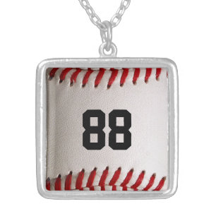 Custom Jersey Number Baseball Player Design Silver Plated Necklace