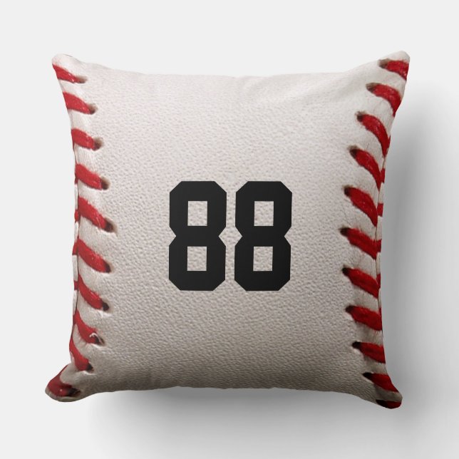Custom Jersey Number Baseball Player Design Throw Pillow (Front)