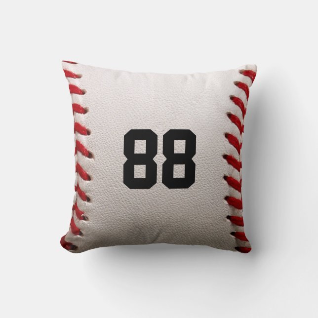 Custom Jersey Number Baseball Player Design Throw Pillow (Front)
