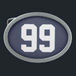 Custom jersey number belt buckle for him or her<br><div class="desc">Custom sports jersey number belt buckle for him or her. Add your own lucky number. Cool Birthday or Holiday gift idea for men women and teen kids. Blue or custom color background. Personalized beltbuckles for dad, husband, boyfriend, son, daughter, sister, friend, boss, co worker, etc. Create a unique present for...</div>
