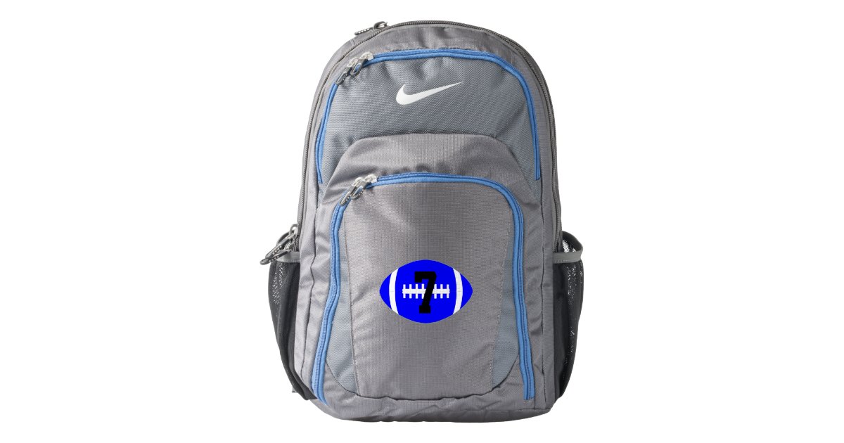 Custom Jersey Number Blue Football Player Bag Zazzle Com