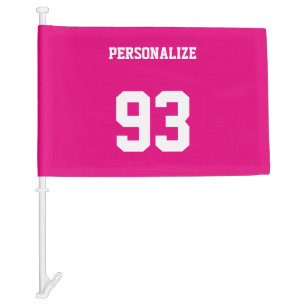 Custom jersey number car flag neon pink
