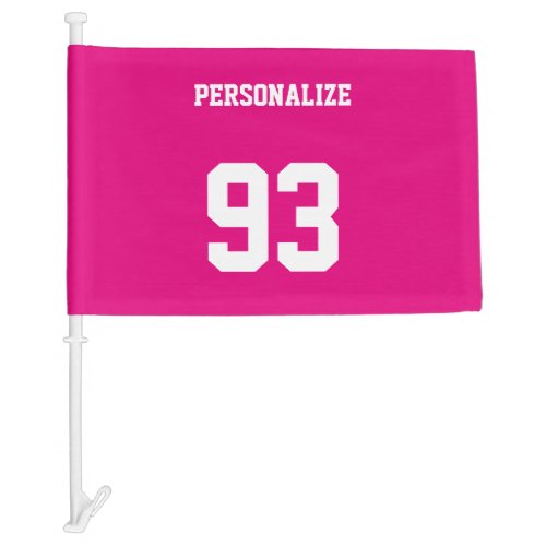 Custom jersey number car flag  neon pink