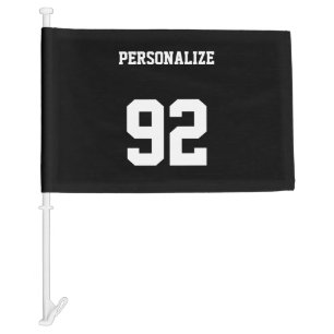 Custom jersey number car flags Black and white