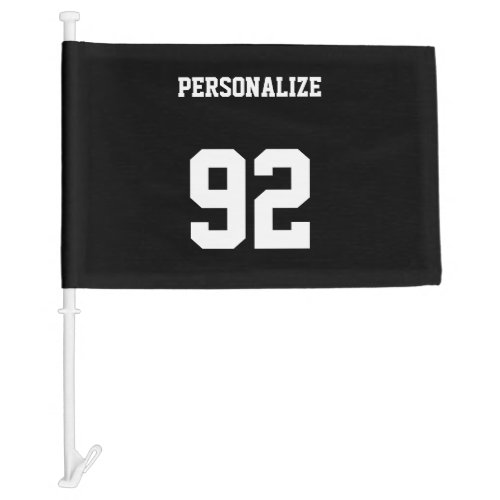 Custom jersey number car flags  Black and white