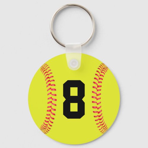 Custom Jersey Number Fastpitch Softball Keychains