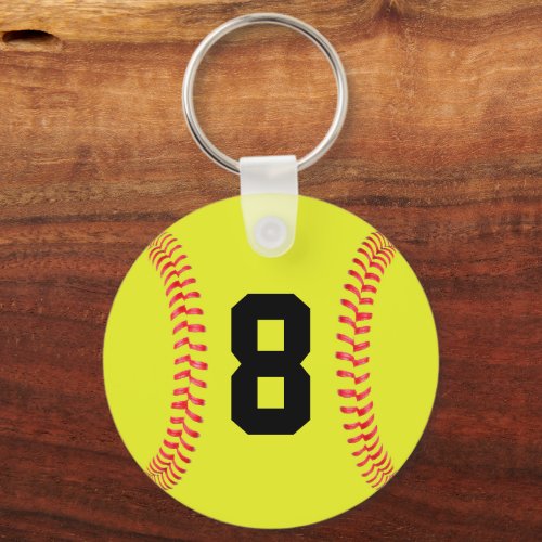 Custom Jersey Number Fastpitch Softball Keychains