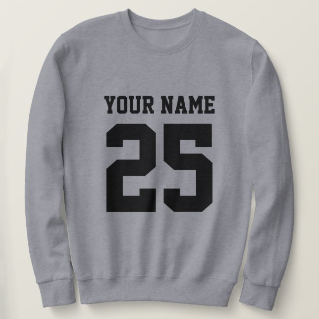 Custom jersey number grey sweatshirt for men (Design Front)