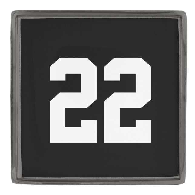 Custom Jersey Number Gunmetal Finish Lapel Pin (Front)