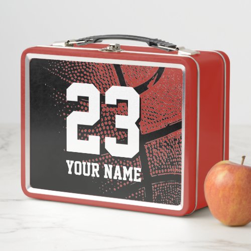 Custom jersey number kids basketball sports metal lunch box