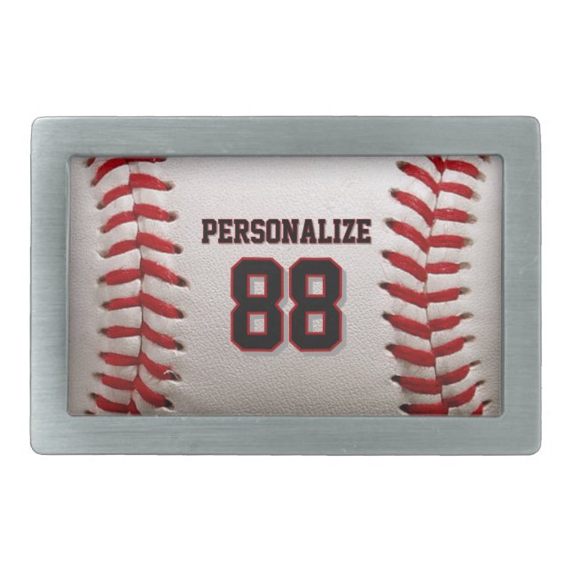 Custom Jersey Number & Name Baseball Player Design Belt Buckle (Front)