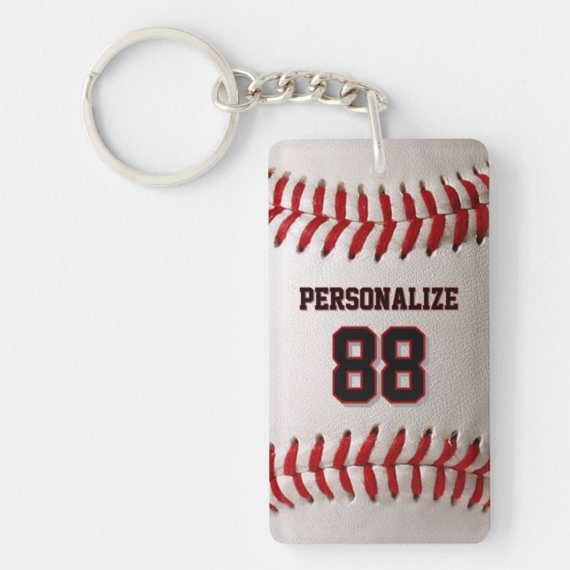 Custom Jersey Number & Name Baseball Player Design Keychain (Front)