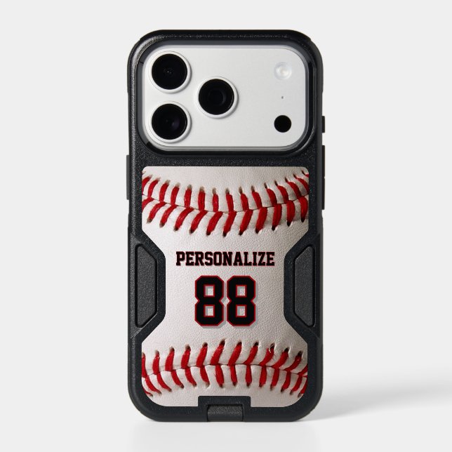 Custom Jersey Number & Name Baseball Player Design Otterbox iPhone Case (Back)