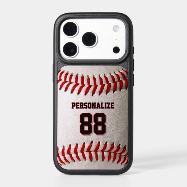 Custom Jersey Number & Name Baseball Player Design Otterbox iPhone Case (Back)