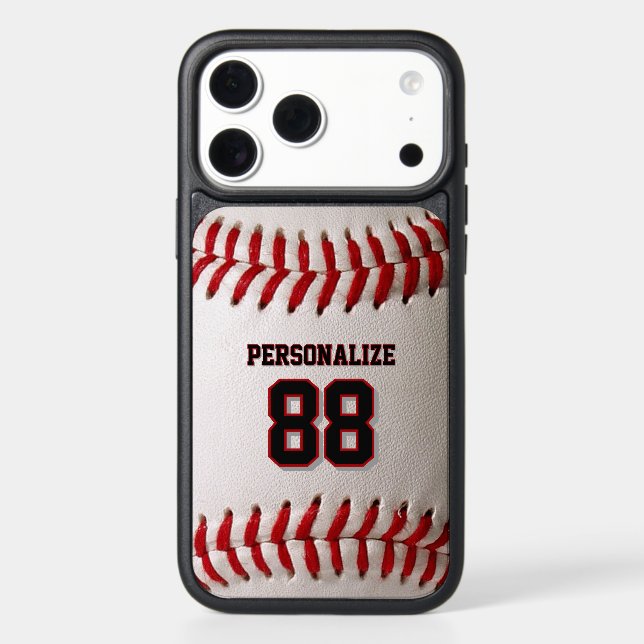 Custom Jersey Number & Name Baseball Player Design Otterbox iPhone Case (Back)