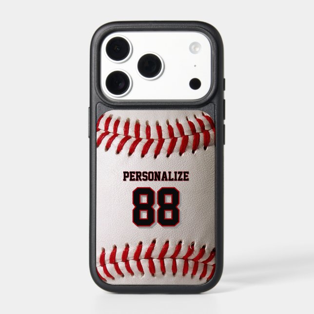 Custom Jersey Number & Name Baseball Player Design Otterbox iPhone Case (Back)