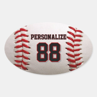 Custom Jersey Number & Name Baseball Player Design Oval Sticker
