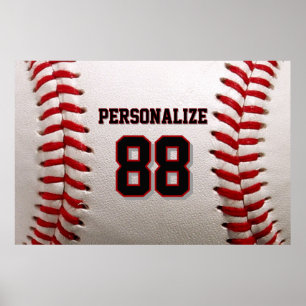 Custom Jersey Number & Name Baseball Player Design Poster