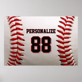 Custom Jersey Number & Name Baseball Player Design Poster
