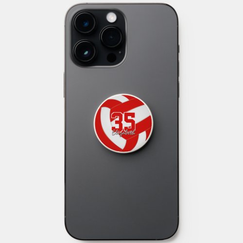 custom jersey number on red white volleyball PopSocket
