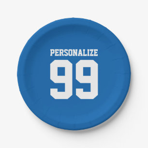 Custom jersey number paper plates for birthday