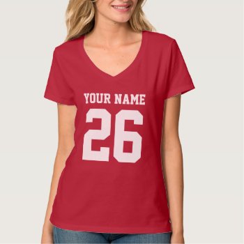 Custom Jersey Number Pink Womens Football T Shirt by logotees at Zazzle