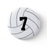 Custom Jersey Number Round Volleyball Button Pin