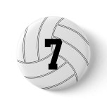 Custom Jersey Number Round Volleyball Button Pin Custom Jersey Number Round Volleyball Button Pin