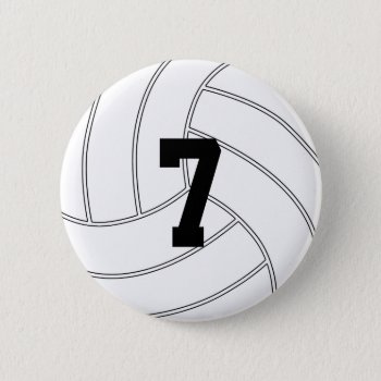 Custom Jersey Number Round Volleyball Button Pin by SoccerMomsDepot at Zazzle