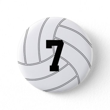 Custom Jersey Number Round Volleyball Button Pin