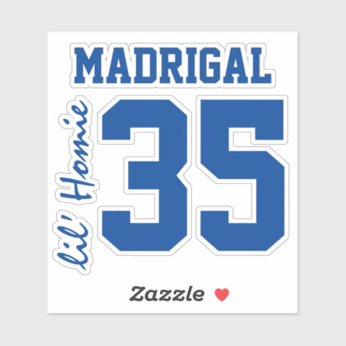 Custom Jersey Number SurnameNickname Typography Sticker