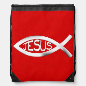 Custom Jesus Christian Fish Drawstring Bag by Christian_Soldier at Zazzle